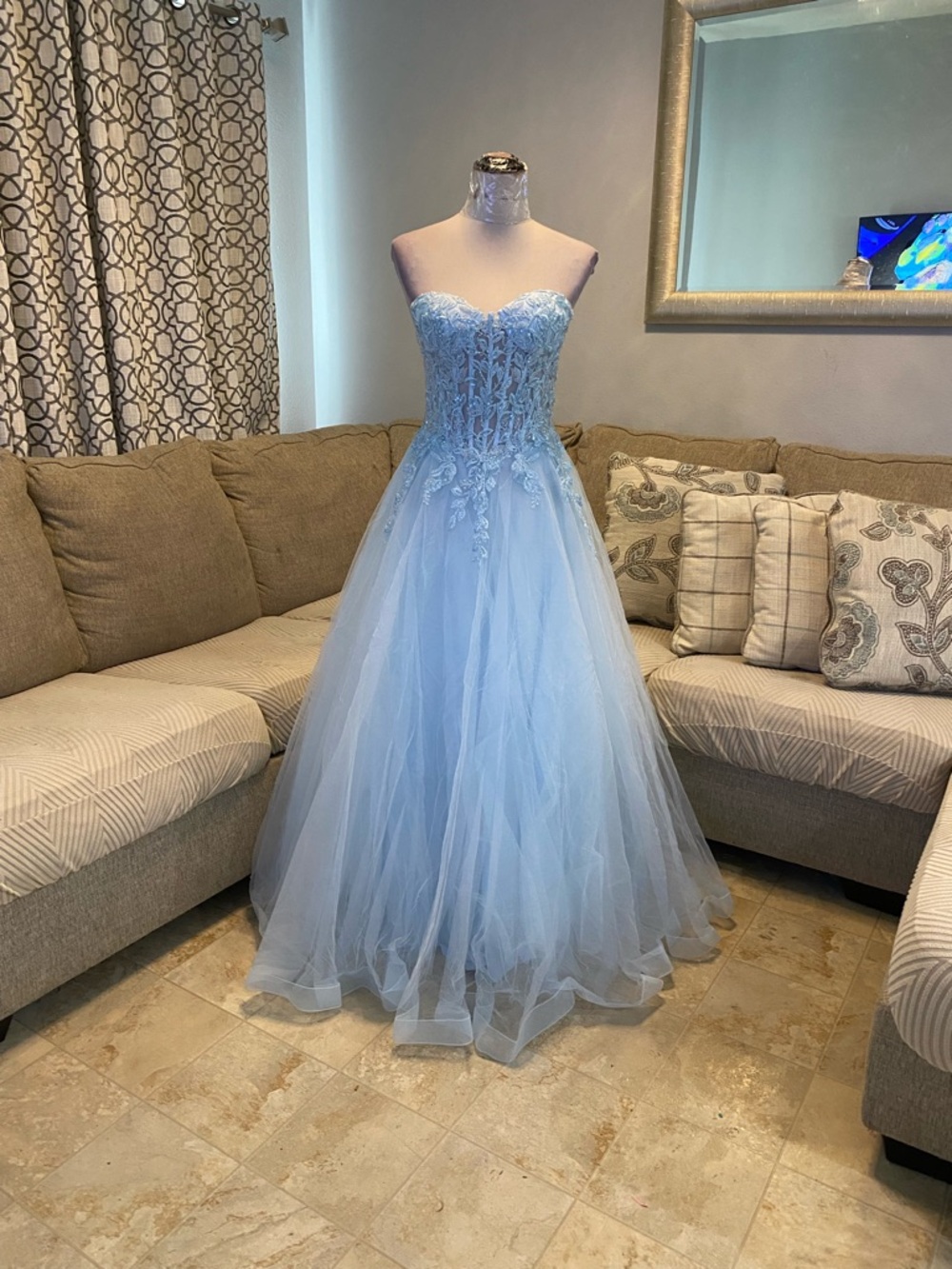 New Windsor Women Small & XS Light blue strapless tulle ball gown $80 EACH dress